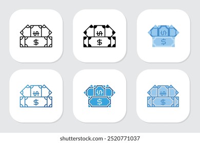 money icons with various design styles