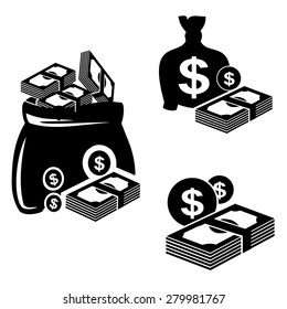 Money icons vector.