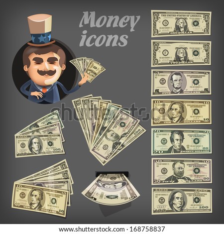 Money icons. Vector format