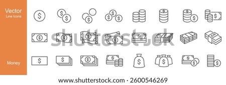 Money Icons - Vector Line. Editable Stroke.
