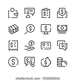 Iconos de dinero. Iconos de la línea del vector. Conjunto de símbolos de esquema simple