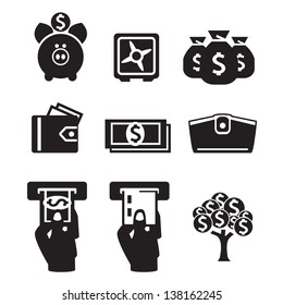 Money icons vector set