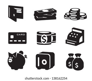 Money icons vector set