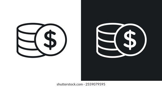 Money icons. vector set in black colors