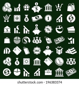 Money icons vector set, finance theme simplistic symbols vector collections.