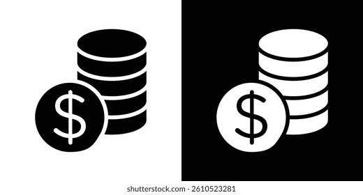 Money icons vector set in solid flat style