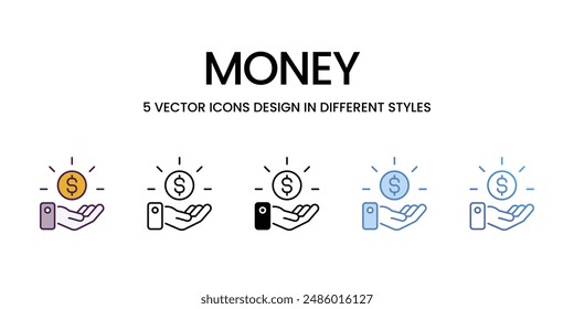Money icons vector set stock illustration.