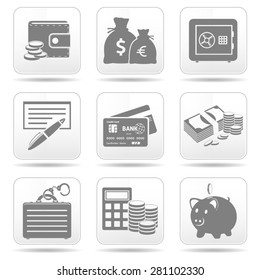 Money icons, web buttons