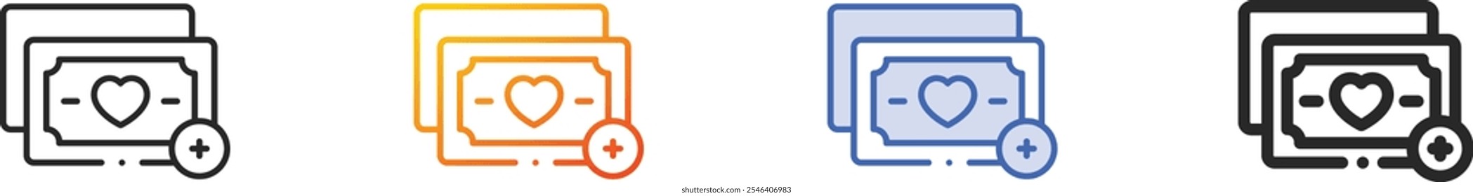 money icon.Thin Linear, Gradient, Blue Stroke and bold Style Design Isolated On White Background