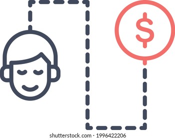 Money idea, business idea, plan, revenue, thinking, rich icon vector image. Can also be used for business and office. Suitable for use on web apps, mobile apps and print media.