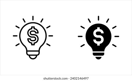 money idea icon, business light, dollar with light bulb, vector illustration on white background