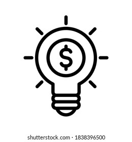 Icono de idea de dinero. Vector de línea. Aislar sobre fondo blanco.