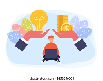Money idea investment exchanging concept. Vector flat cartoon design graphic isolated illustration