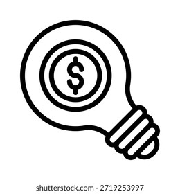 Icono de la bombilla de la idea del dinero, Ilustración vectorial del estilo de la línea.
