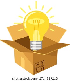Dinero para la caja abierta de la idea con la bombilla y la mano que da el dinero. crowdfunding, innovación, idea, concepto de las inversiones. iconos planos del estilo. Ilustración vectorial aislada