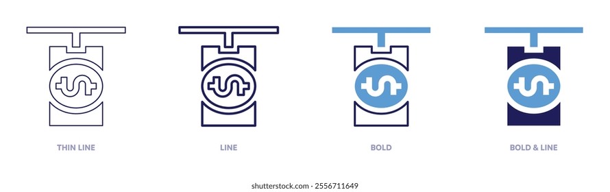 Money ideas icon in 4 different styles. Thin Line, Line, Bold, and Bold Line. Duotone style. Editable stroke.