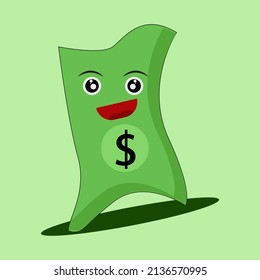 Money illustration design that looks very happy, can be used for presentations, etc.