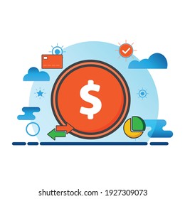 money illustration. Flat vector icon. can use for, icon design element,ui, web, app.