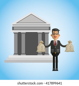 money illustration over blue background design