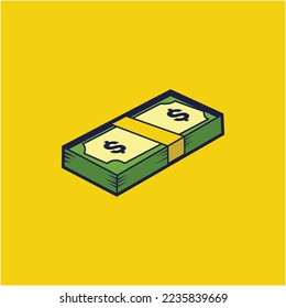 Money illustration vector on yellow background