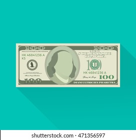 Money illustration. Vector stylized american 100 dollar bill