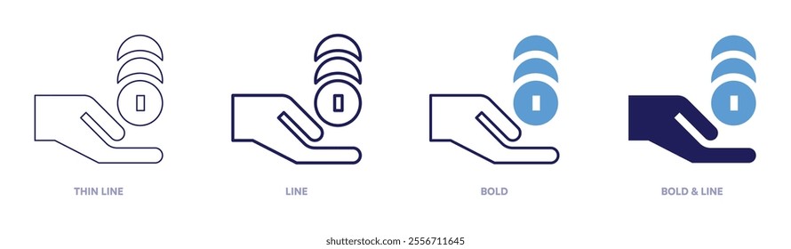 Money impact icon in 4 different styles. Thin Line, Line, Bold, and Bold Line. Duotone style. Editable stroke.