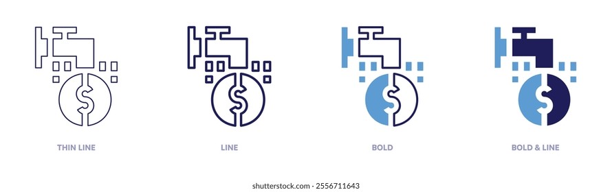 Money impacts icon in 4 different styles. Thin Line, Line, Bold, and Bold Line. Duotone style. Editable stroke.