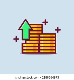 Money income growth cartoon vector icon isolated object