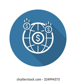 Money Income Icon. Business Concept. Flat Design. Isolated Illustration.                                                                                                            