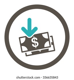 Money Income vector icon. Style is bicolor flat rounded symbol, grey and cyan colors, rounded angles, white background.