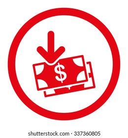Money Income vector icon. Style is flat rounded symbol, red color, rounded angles, white background.