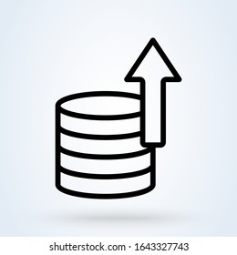 Money increase concept vector illustration. Finance symbol. Income, earnings increase symbols. Profit, assets, investments growth icon. Line icon for perfect mobile and web UI designs.