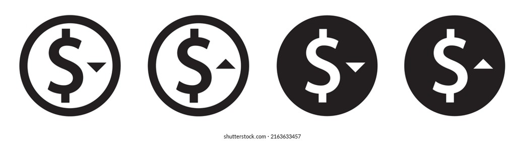 Money Increase and decrease. Dollar icon, vector illustration