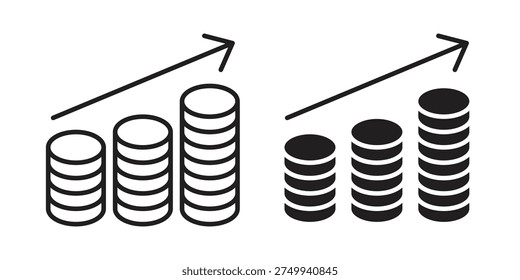 Money increase Icon in black solid style. linear symbol.