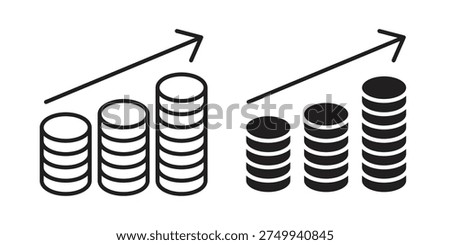 Money increase Icon in black solid style. linear symbol.
