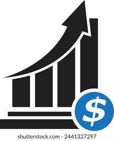 money increase icon with graph