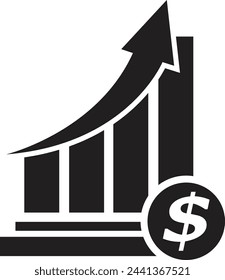 money increase icon with graph