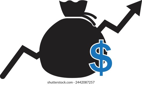 money increase icon with graph