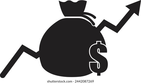 icono de aumento de dinero con gráfico