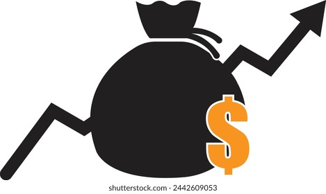 icono de aumento de dinero con gráfico