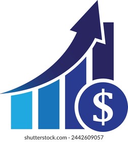 money increase icon with graph