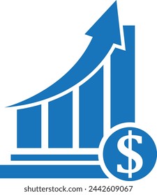 money increase icon with graph