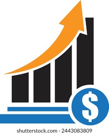 icono de aumento de dinero con gráfico