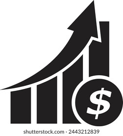 money increase icon with graph