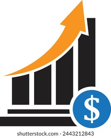 icono de aumento de dinero con gráfico