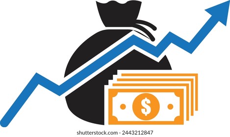 money increase icon with graph
