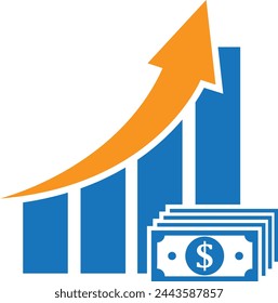money increase icon with graph