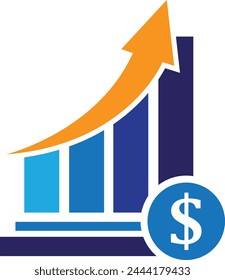 money increase icon with graph