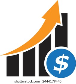 icono de aumento de dinero con gráfico