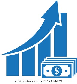 money increase icon with graph